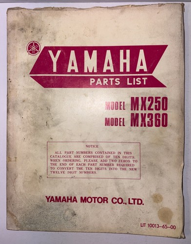 Yamaha Parts List Model MX250, MX360 April 1973 2nd Edition Rare!
