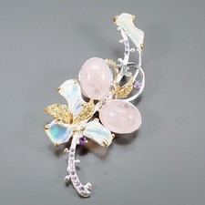 Jewellery A+ 24 ct+ Natural Morganite Brooch 925 Sterling Silver  /NB31638