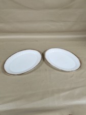 2 Replacement Fire King Anchor Hocking Milk Glass Gold Rimmed Serving Platters