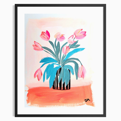 Colorful Expressionism Abstract Flower Art 9x12 Original Painting