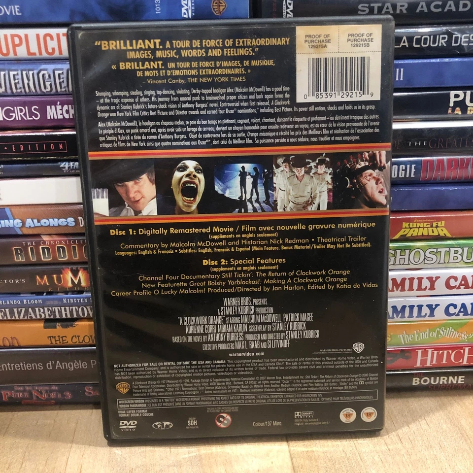 Stanley Kubrick A Clockwork Orange Two-Disc Special Edition DVD Warner Bros - Image 2 of 2