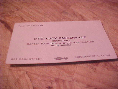 VINTAGE CALLING/BUSINESS CARD BRIDGEPORT CONNECTICUT LUCY BASKERVILLE SECRETARY