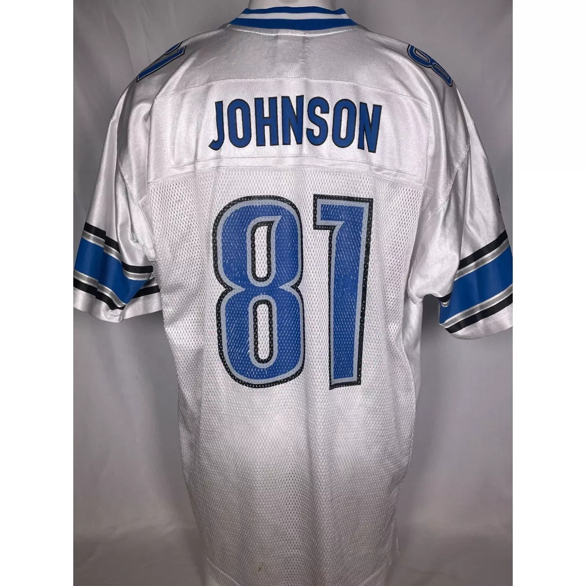 Calvin Johnson 81 Detroit Lions NFL Reebok White Away Jersey