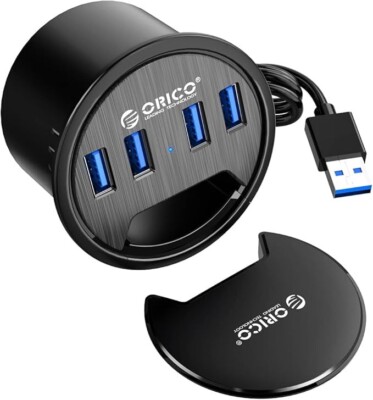 ORICO Desktop USB Hub, 4 in 1 USB Hub with 4 USB 3.0 (5Gbps) for Diameter Hole