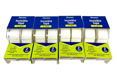 OfficeHub Invisible Write On Tape 3/4'' x 600'' 2 Per Pack Matte Finish Lot of 4