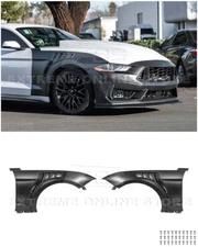 For 18-23 Ford Mustang S550 | GT500 Style Primed Black Front Side Vented Fenders