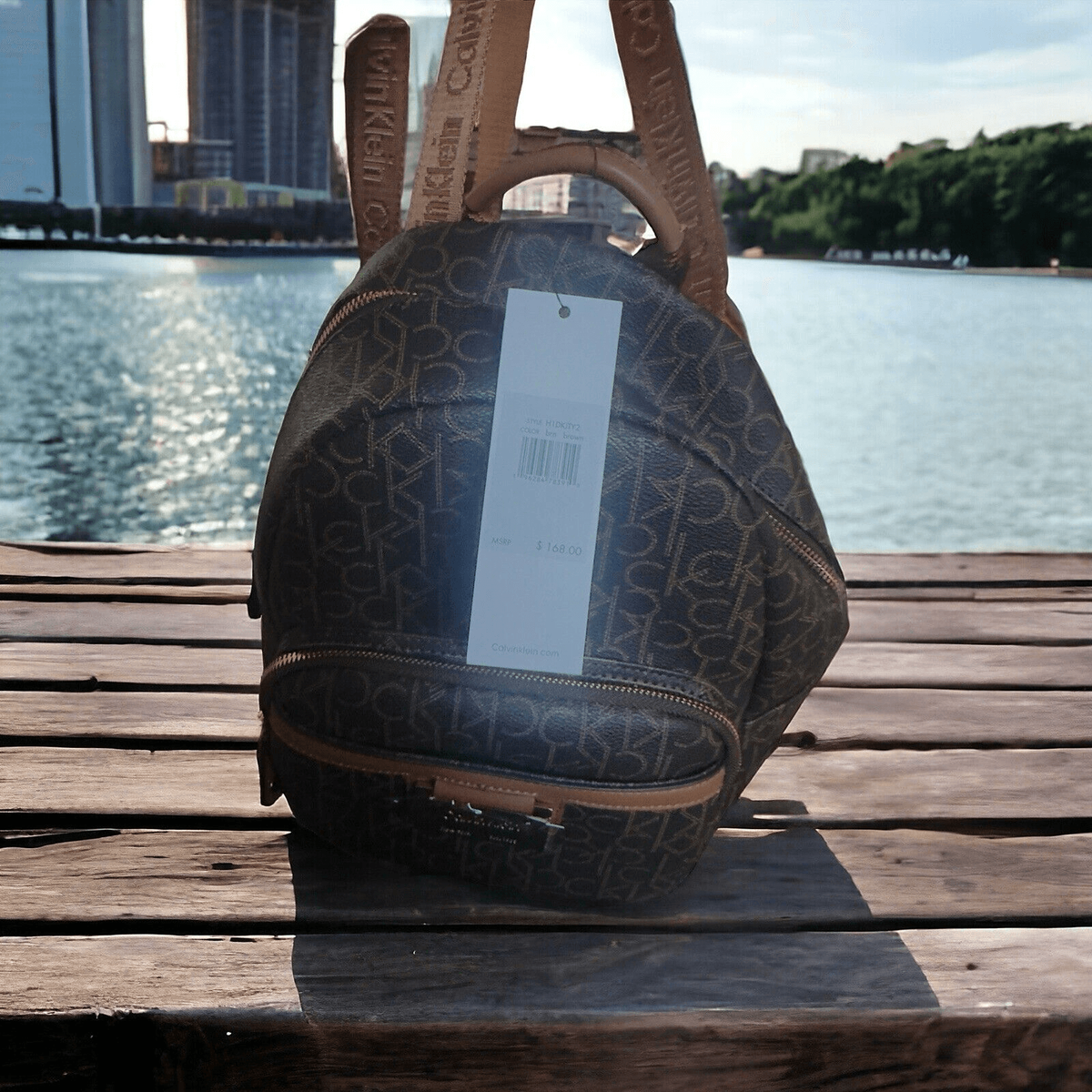 NWT CALVIN KLEIN MONOGRAM SMALL KEY ITEM BACKPACK originally $168 Calvin Klein Backpack Brown Bags & Handbags for Women for  main image 3