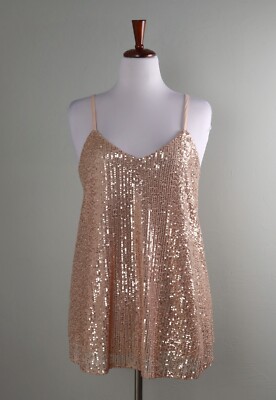 TORRID NWT $55 Gold Sequin Embellished Sophie Cami Tank Top Size 1 US 1X