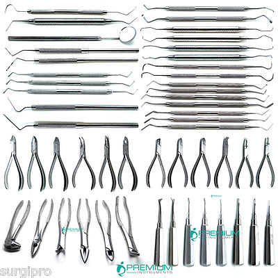 Dental Forceps Elevators Curettes Filling Dental Student Examination Set of 50 