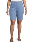 Just My Size Powder Wash Indigo 4 Pocket Pull On Bermuda Shorts Size 2X (18W-20W — photo 3