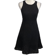 Ann Taylor Dress 0 Fit & Flare Black Jacquard Lace