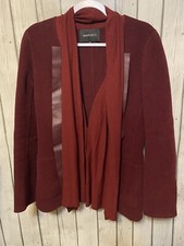 Lafayette 148 Alessa Double-face Twill Wool And Leather Jacket Size 10 Merlot