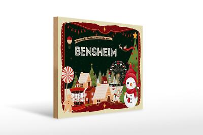 Holzschild Weihnachten Grüße BENSHEIM Geschenk Deko Schild  40x30 cm