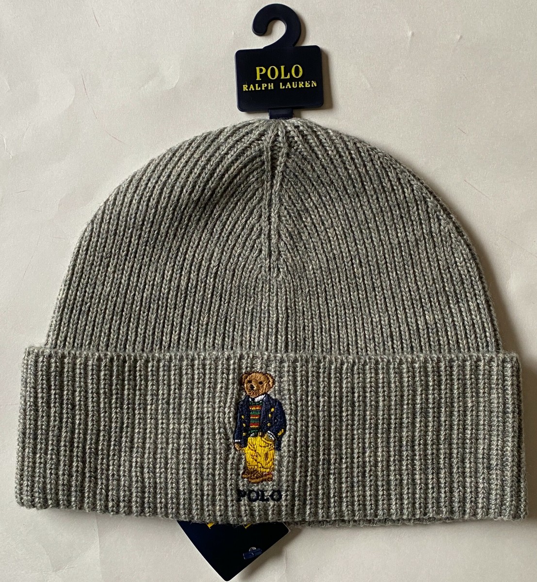 NWT Mens Polo Ralph Lauren Preppy Bear Knit Cuff Beanie Ski Hat