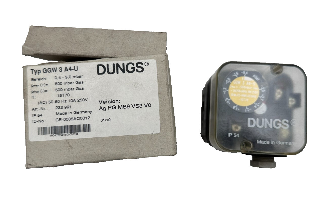 Pressostat DUNGS GGW 3 A4-U pour le contrôle du manque de pression d'air et de gaz