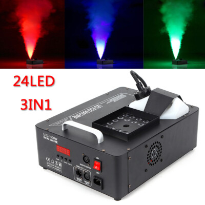 Smoke Fog Machine DMX DJ Party Vertical Spray Fog Stage Light RGB 24 LED Light