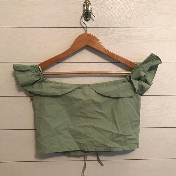 Zara New! Corset Crop Top Pale Green Medium eBay