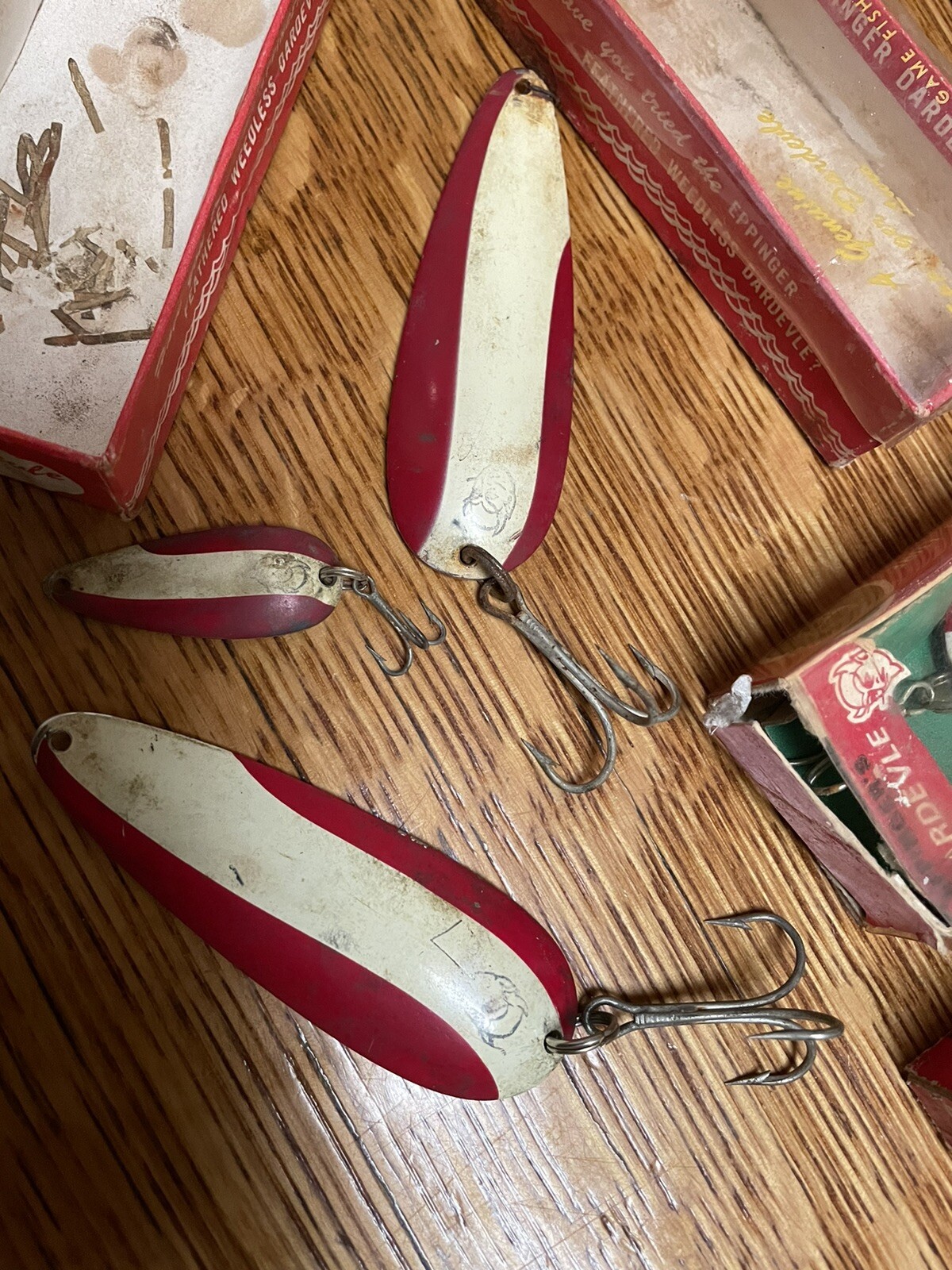 Lot of 6 Vintage Eppinger Dardevle Spoon Fishing Lures & Some In Boxes
