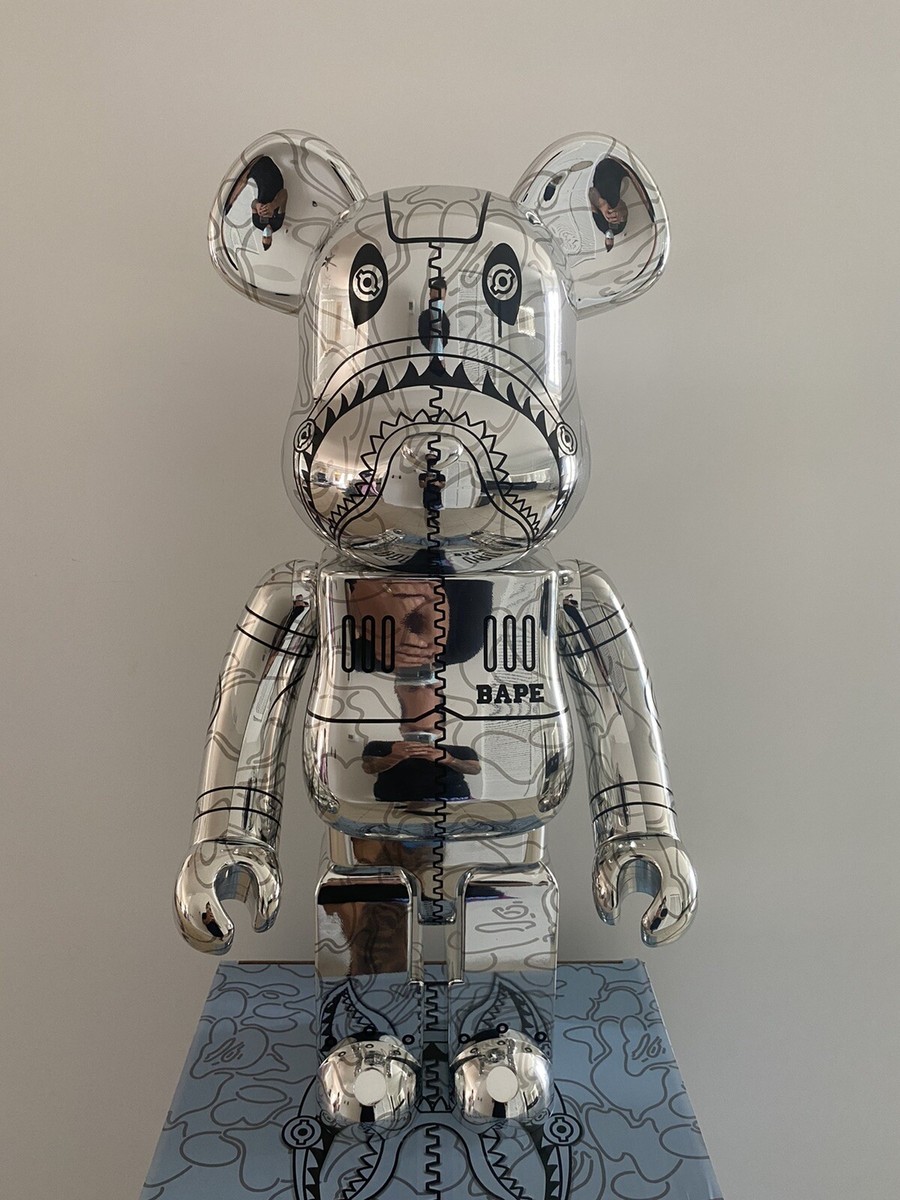 BAPE HAJIME SORAYAMA BEARBRICK 1000% Be@rbrick A Bathing Ape Silver Chrome  Camo