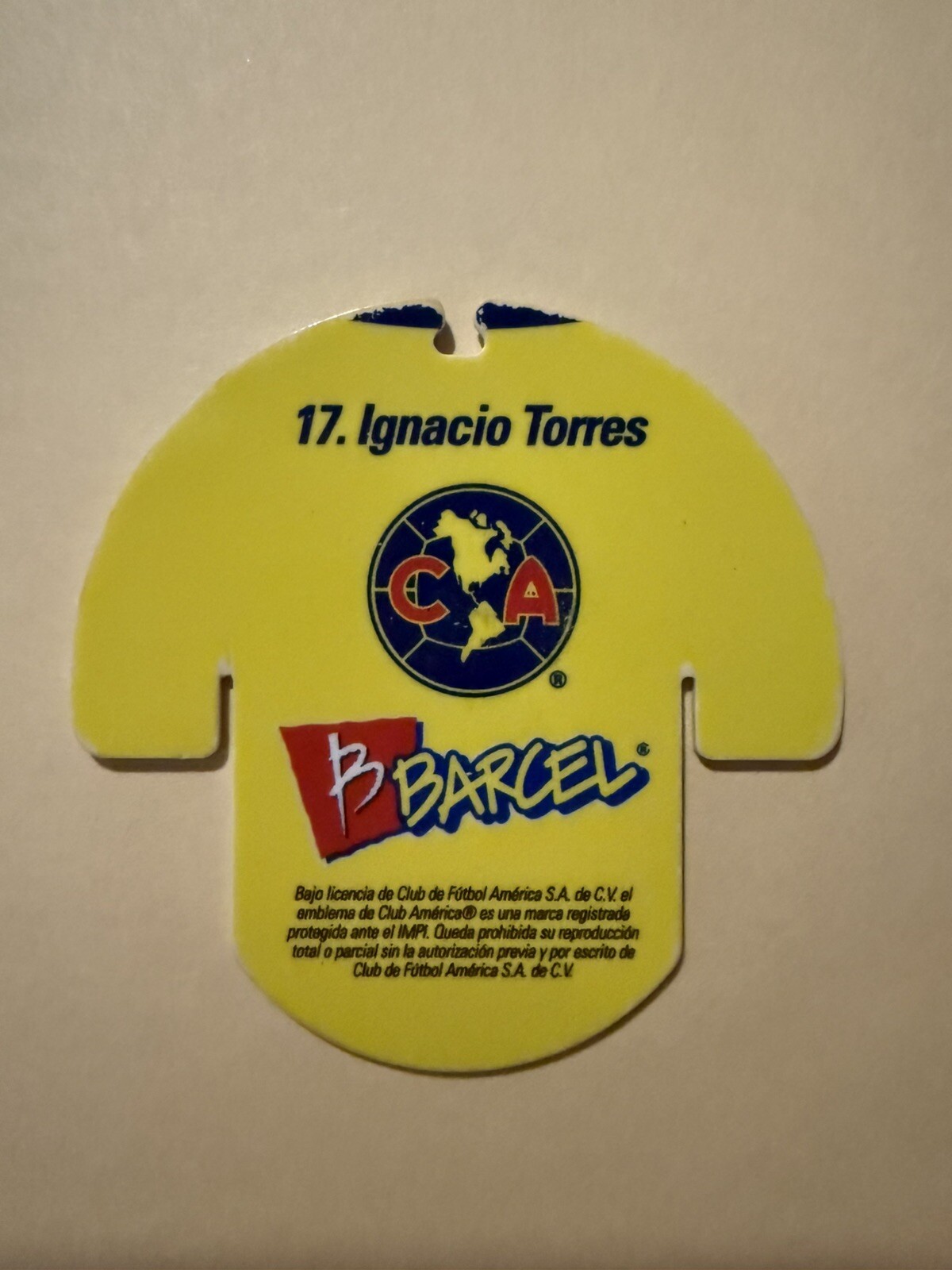 Vintage Tazos Barcel Soccer Players Jersey Club America #17 Ignacio Torres