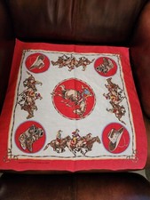 Vintage Cowboy Bandana Made in USA Western Bronco Buck Rodeo Rope Square 21"