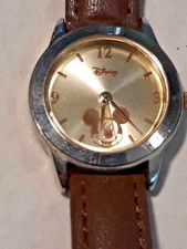 Vintage Womens Lorus Walt Disney Mickey Mouse Gold-Tone Quartz Watch ~TESTED