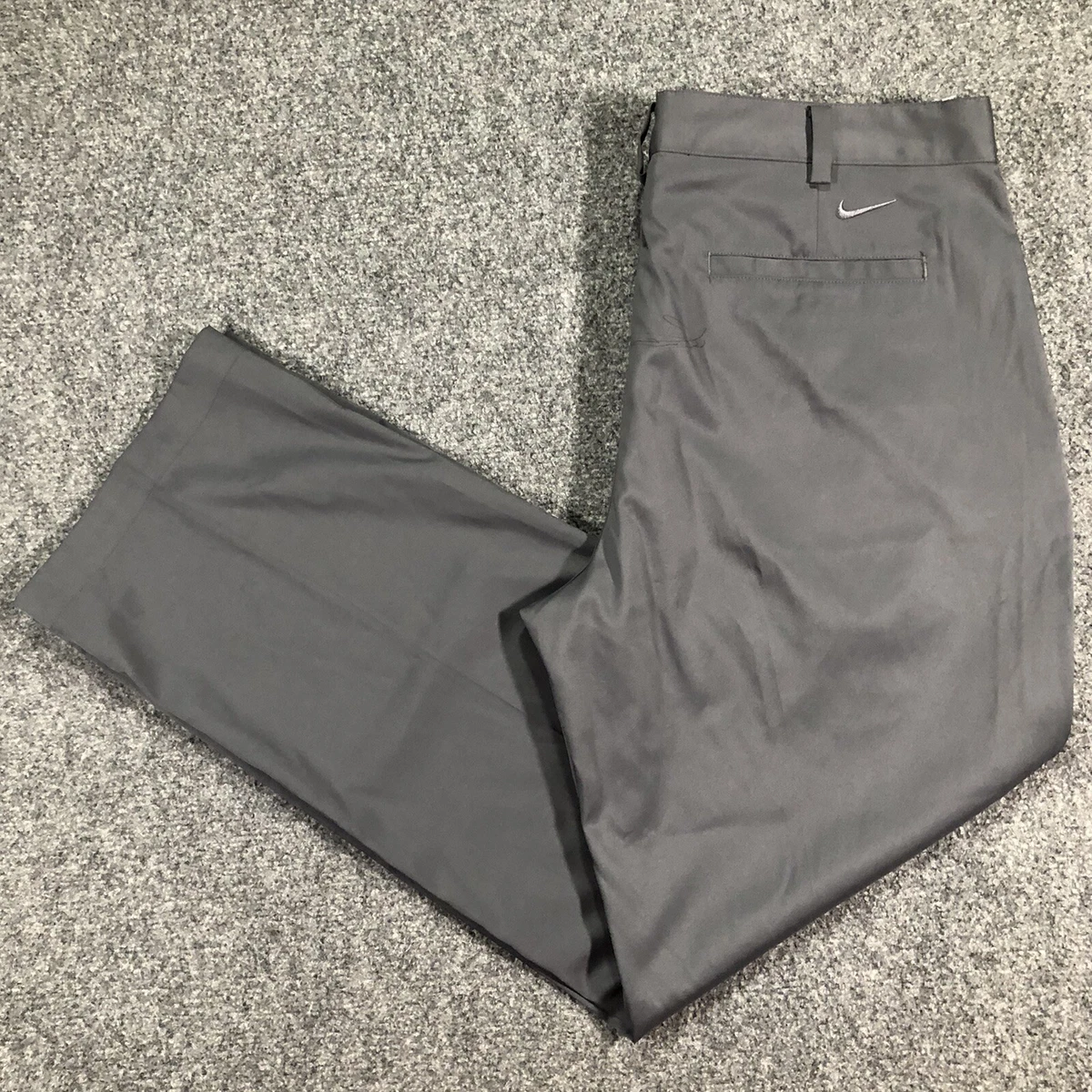 Nike Golf Dri Fit Pants Mens Size 36x30 Polyester Gray Flat Front Golfing