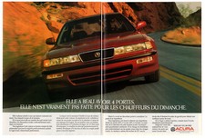 1992 ACURA Vigor Vintage Original 2 pages Print AD Rouge Berline Voiture Photo Canada FR