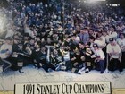 1991 PITTSBURGH PENGUINS TEAM SIGNED FRAMED 16X20 POSTER MARIO LEMIEUX JSA LOA — photo 3
