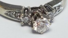 VINTAGE SOLID 14K WHITE GOLD 0.40 CT NATURAL DIAMONDS ENGAGEMENT RING SIZE 5.5