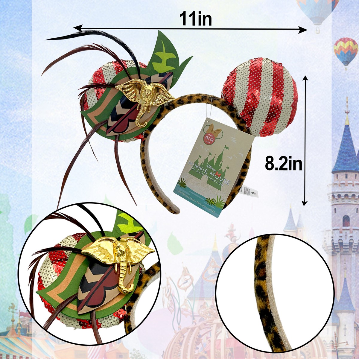 Disney Minnie Mouse Main Attraction Ear Headband‎ Jungle Cruise Limited Rel NWT Disney MINNIE MOUSE Main Attraction Ear Headband - THE  main image 3