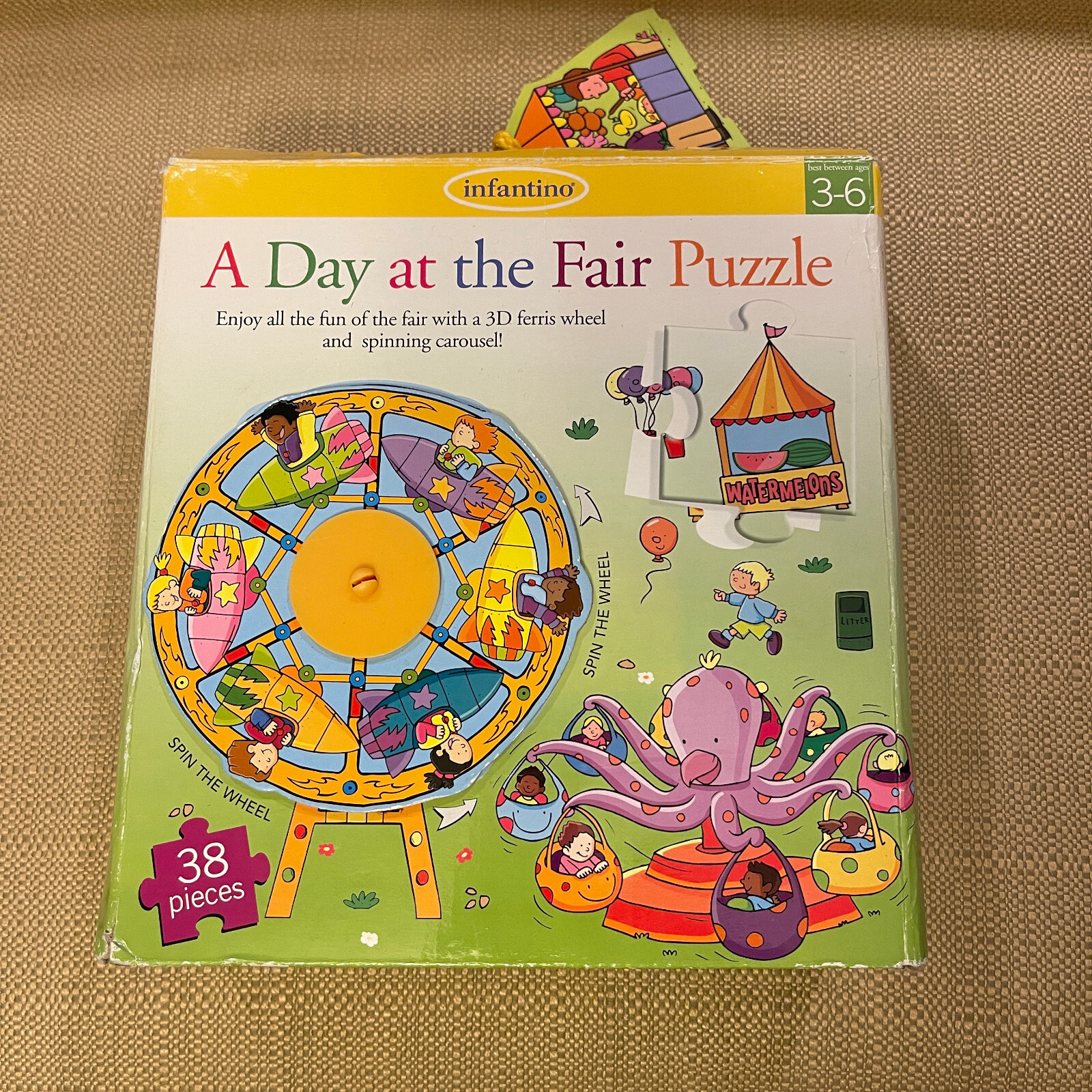 Infantino A Day at the Fair 3D Puzzle Ferris Wheel Carousel 38 Pcs Age 3-6 CUTE