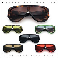 Retro Bold Oversized Shield Racer Plastic Sunglasses