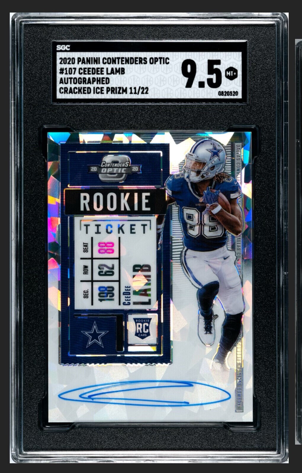 2020 Contenders Optic #107 Ceedee Lamb Rookie Ticket Auto Cracked Ice 11/22