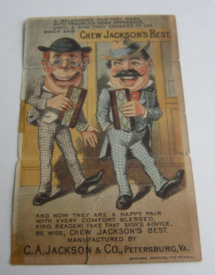 Old 1880's - Jackson Chewing Tobacco - Trade Card - L. GILROY - LEMOORE CA. 