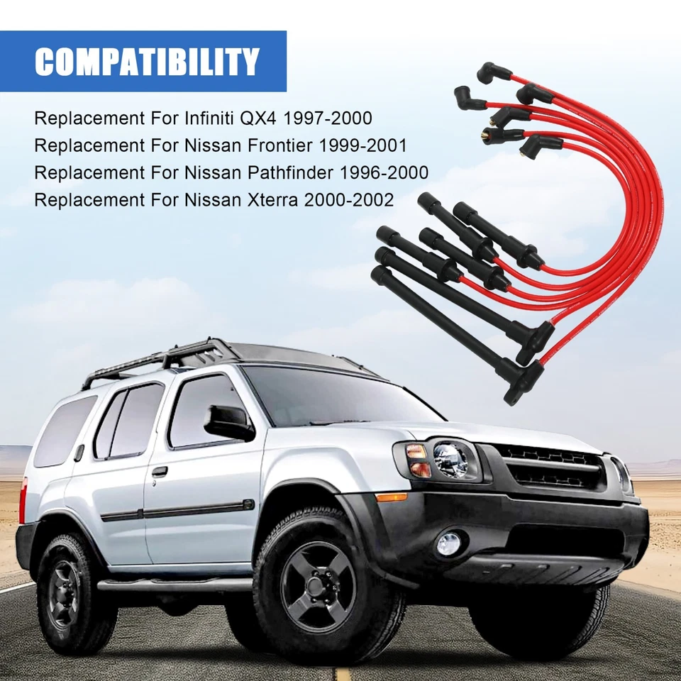 671-6197 Juego de 6 cables de bujía nuevos para Nissan Pathfinder Frontier QX4 Foto 4 de 4