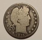 1915 (P) Barber Silver Half Dollar, Final Year Philly Mint Issue, Better Date, G