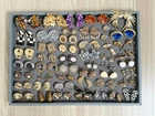Huge Vintage Earrings Most Clip-On Designer Signed Costume Jewelry Lot 48 Pairs
