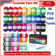 48Pc Crochet Kit for Beginners Crochet Yarn Crochet Hook Storage Bag Accessories
