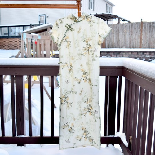 Beige Green Flora Qipao - Chinese Traditional Cheongsam