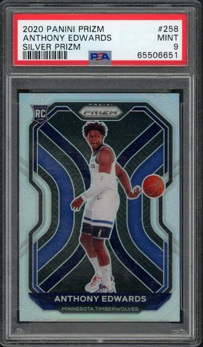 2020 Panini Prizm Anthony Edwards Rookie Silver Prizm #258 PSA 9