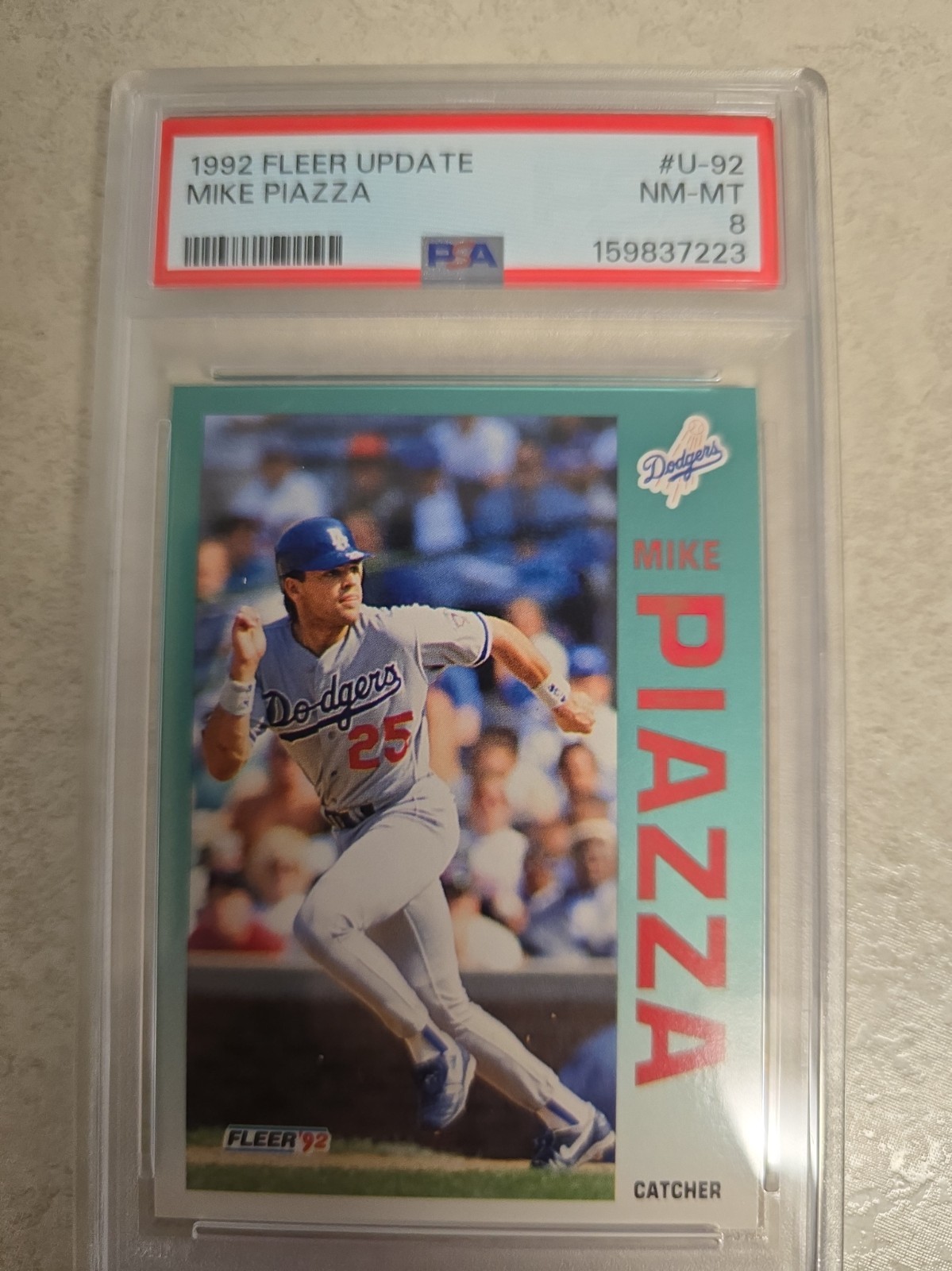 1992 Fleer Update Mike Piazza Rookie #U-92 PSA 8 NM-MT HOF Los Angeles Dodgers