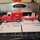 Vintage Tonka 1958 Ford Pickup with Trailer boat and motor   motor is original