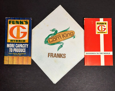 Vtg FUNKS HYBRID Seed Corn Notebooks Unused 1961 & 71 Wilsons Corn King Napkin