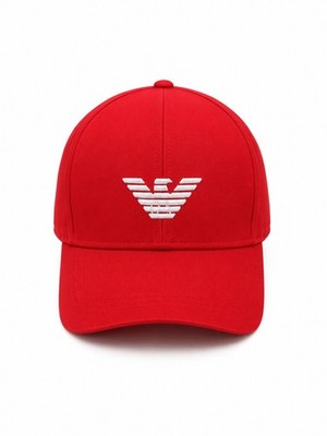 Original Emporio Armani Herren Baseball Cap Rot mit gesticktem Logo Basecap