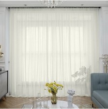 ABCHOME Sheer Voile Curtains Set of 2 Panels 52 x 90 Ivory/Beige