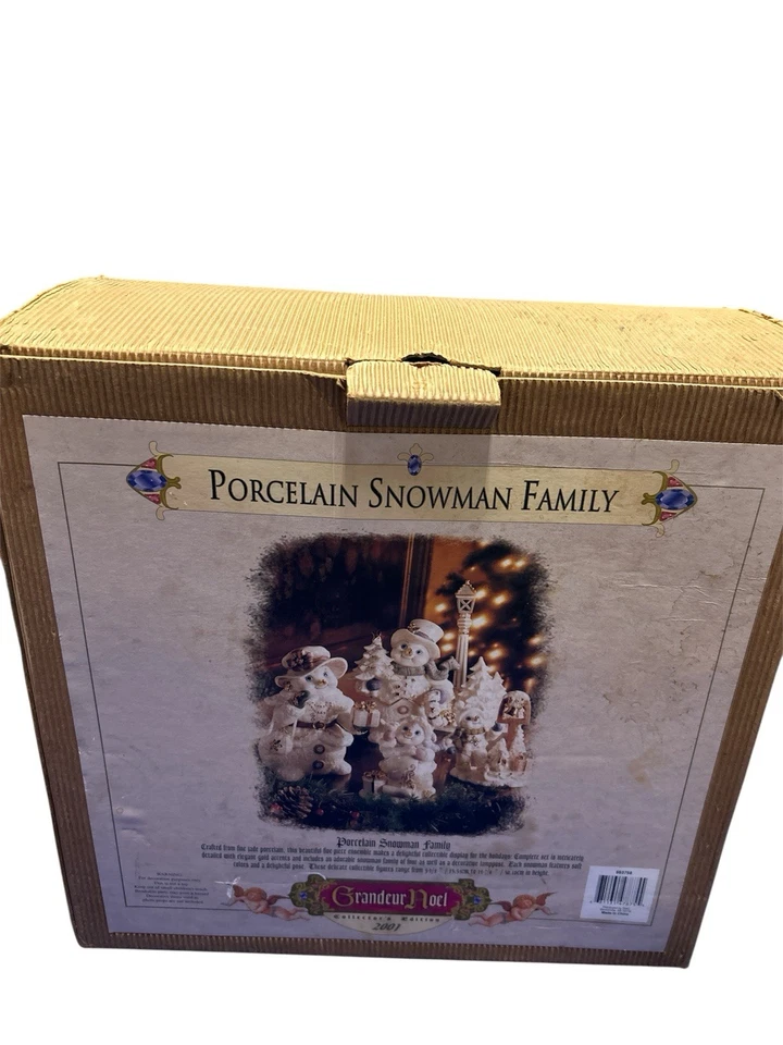 Muñeco de Nieve Porcelana Familia Grandeur Noel Edición Coleccionista 2001 Decoración de Navidad Foto 2 de 3