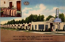Odom Annex Courts Motel Oklahoma City Oklahoma AAA Highway 77 Curt Postcard