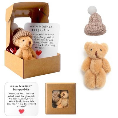 Pocket Hug Positive Mini Teddy Bear, Bear in a Box, Mini Plush Figures, Funny
