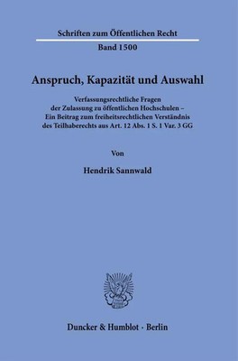 Anspruch, Kapazität und Auswahl. | Hendrik Sannwald | Deutsch | Taschenbuch